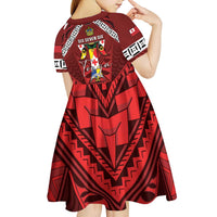 Tonga Emancipation Day Kid Short Sleeve Dress Tongan Kupesi Pattern