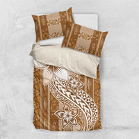 Tonga Kupesi Ngatu Bedding Set Vintage Brown Plumeria