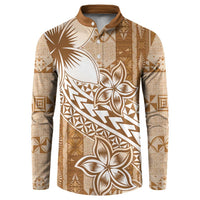 Tonga Kupesi Ngatu Button Sweatshirt Vintage Brown Plumeria LT05 Brown - Polynesian Pride