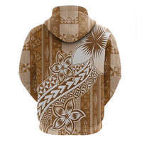 Tonga Kupesi Ngatu Hoodie Vintage Brown Plumeria