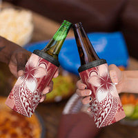 Tonga Kupesi Ngatu 4 in 1 Can Cooler Tumbler Vintage Red Plumeria