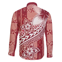 Tonga Kupesi Ngatu Family Matching Puletasi and Hawaiian Shirt Vintage Red Plumeria