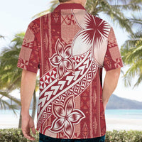 Tonga Kupesi Ngatu Hawaiian Shirt Vintage Red Plumeria