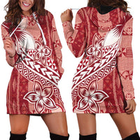 Tonga Kupesi Ngatu Hoodie Dress Vintage Red Plumeria
