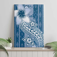 Tonga Kupesi Ngatu Canvas Wall Art Vintage Blue Plumeria