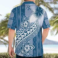 Tonga Kupesi Ngatu Hawaiian Shirt Vintage Blue Plumeria