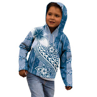 Tonga Kupesi Ngatu Kid Hoodie Vintage Blue Plumeria