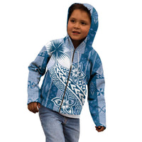 Tonga Kupesi Ngatu Kid Hoodie Vintage Blue Plumeria