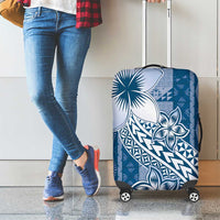 Tonga Kupesi Ngatu Luggage Cover Vintage Blue Plumeria