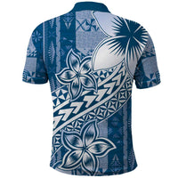 Tonga Kupesi Ngatu Polo Shirt Vintage Blue Plumeria