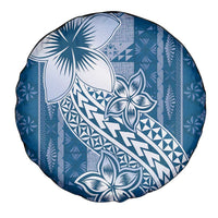 Tonga Kupesi Ngatu Spare Tire Cover Vintage Blue Plumeria