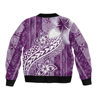 Tonga Kupesi Ngatu Bomber Jacket Vintage Purple Plumeria