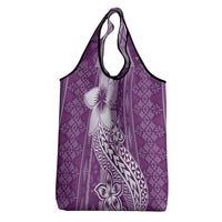 Tonga Kupesi Ngatu Grocery Bag Vintage Purple Plumeria LT05 - Polynesian Pride