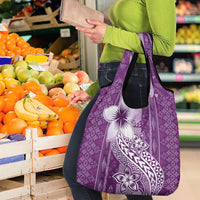 Tonga Kupesi Ngatu Grocery Bag Vintage Purple Plumeria LT05 - Polynesian Pride