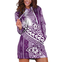 Tonga Kupesi Ngatu Hoodie Dress Vintage Purple Plumeria