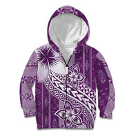 Tonga Kupesi Ngatu Kid Hoodie Vintage Purple Plumeria