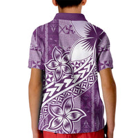 Tonga Kupesi Ngatu Kid Polo Shirt Vintage Purple Plumeria LT05 - Polynesian Pride