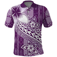 Tonga Kupesi Ngatu Polo Shirt Vintage Purple Plumeria