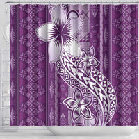 Tonga Kupesi Ngatu Shower Curtain Vintage Purple Plumeria