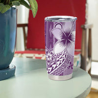 Tonga Kupesi Ngatu Tumbler Cup Vintage Purple Plumeria