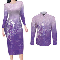 Lupus Awareness Month Couples Matching Long Sleeve Bodycon Dress and Long Sleeve Button Shirt Polynesian Style