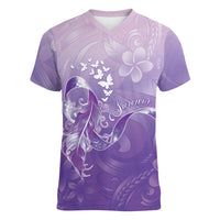 Lupus Awareness Month Women V-Neck T-Shirt Polynesian Style LT05 Female Lilac - Polynesian Pride