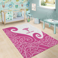 Personalised New Zealand Nurse Area Rug Maori Koru Pink Version
