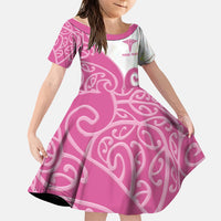 Personalised New Zealand Nurse Family Matching Tank Maxi Dress and Hawaiian Shirt Maori Koru Pink Version