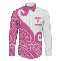 Personalised New Zealand Nurse Family Matching Tank Maxi Dress and Hawaiian Shirt Maori Koru Pink Version