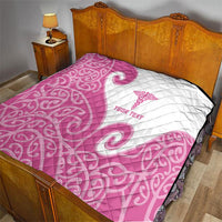 Personalised New Zealand Nurse Quilt Maori Koru Pink Version
