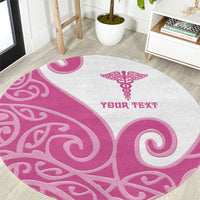 Personalised New Zealand Nurse Round Carpet Maori Koru Pink Version LT05 Pink - Polynesian Pride
