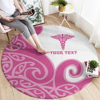 Personalised New Zealand Nurse Round Carpet Maori Koru Pink Version LT05 - Polynesian Pride