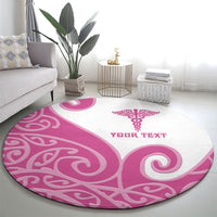 Personalised New Zealand Nurse Round Carpet Maori Koru Pink Version LT05 - Polynesian Pride