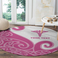 Personalised New Zealand Nurse Round Carpet Maori Koru Pink Version LT05 - Polynesian Pride
