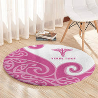 Personalised New Zealand Nurse Round Carpet Maori Koru Pink Version LT05 - Polynesian Pride