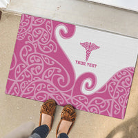 Personalised New Zealand Nurse Rubber Doormat Maori Koru Pink Version LT05 - Polynesian Pride