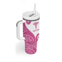 Personalised New Zealand Nurse Tumbler With Handle Maori Koru Pink Version