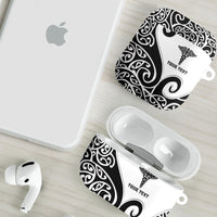 Personalised New Zealand Nurse AirPods Case Maori Koru Black Version