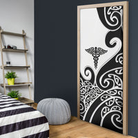 New Zealand Nurse Door Cover Maori Koru Black Version