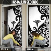 New Zealand Nurse Door Cover Maori Koru Black Version