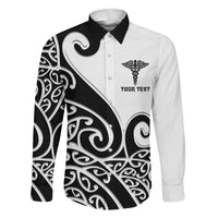Personalised New Zealand Nurse Family Matching Off Shoulder Short Dress and Hawaiian Shirt Maori Koru Black Version