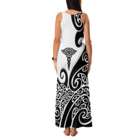 Personalised New Zealand Nurse Family Matching Tank Maxi Dress and Hawaiian Shirt Maori Koru Black Version