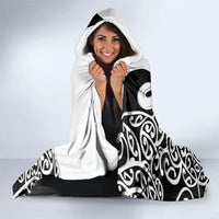 Personalised New Zealand Nurse Hooded Blanket Maori Koru Black Version LT05 - Polynesian Pride