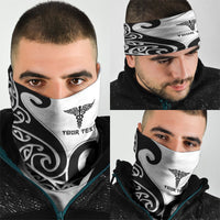 Personalised New Zealand Nurse Neck Gaiter Maori Koru Black Version