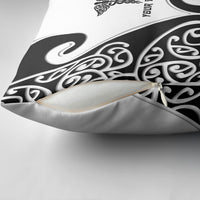 Personalised New Zealand Nurse Pillow Cover Maori Koru Black Version