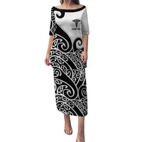 Personalised New Zealand Nurse Puletasi Maori Koru Black Version