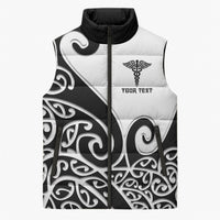 Personalised New Zealand Nurse Sleeveless Puffer Jacket Maori Koru Black Version LT05 Unisex Black - Polynesian Pride