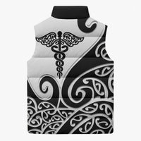 Personalised New Zealand Nurse Sleeveless Puffer Jacket Maori Koru Black Version LT05 - Polynesian Pride