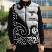 Personalised New Zealand Nurse Sleeveless Puffer Jacket Maori Koru Black Version LT05 - Polynesian Pride