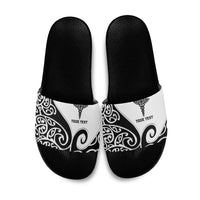 Personalised New Zealand Nurse Slide Sandals Maori Koru Black Version LT05 Black - Polynesian Pride